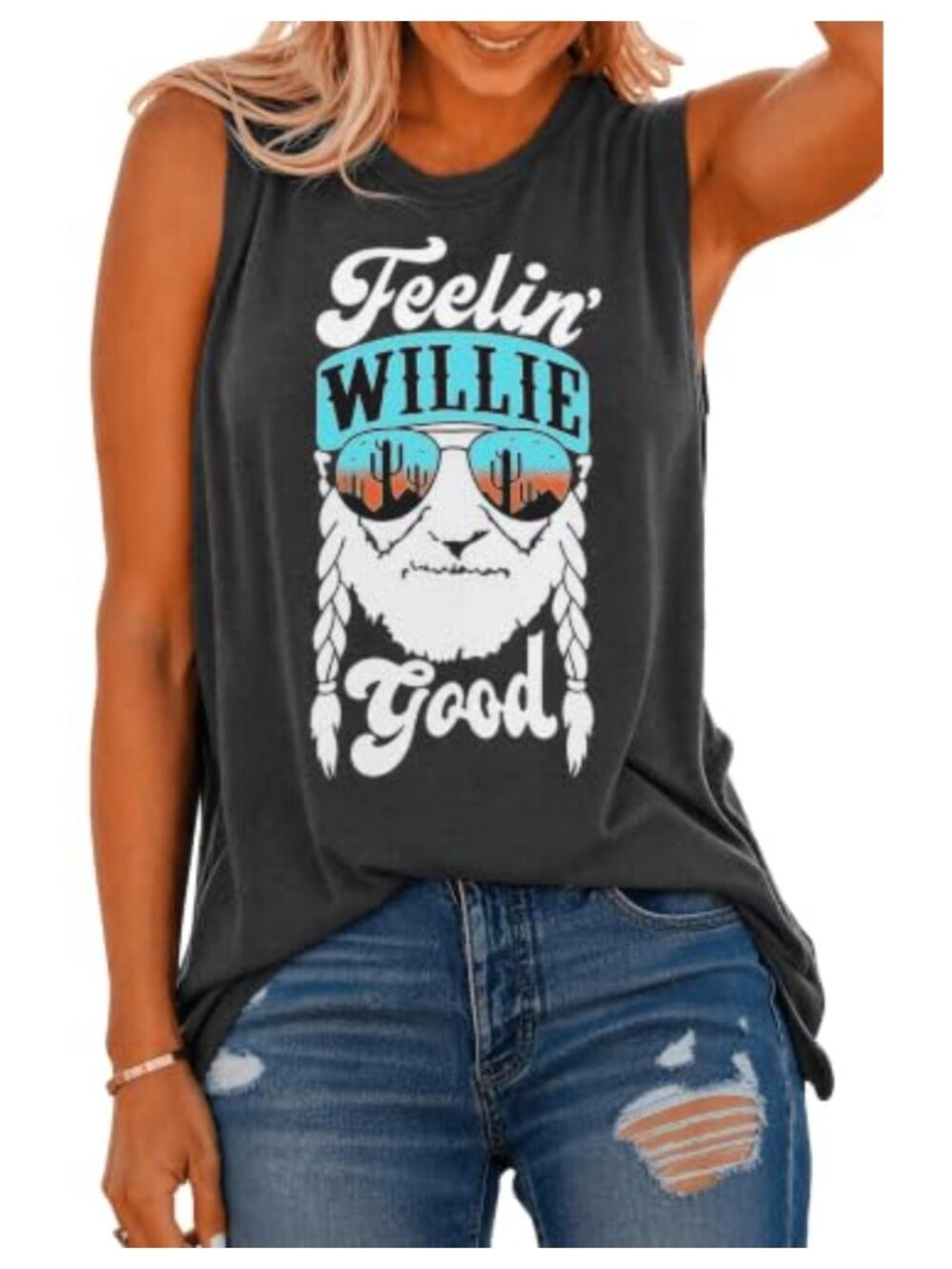 Women Country Music Graphic Tank Top Sleeveless Crew Neck Summer Tee